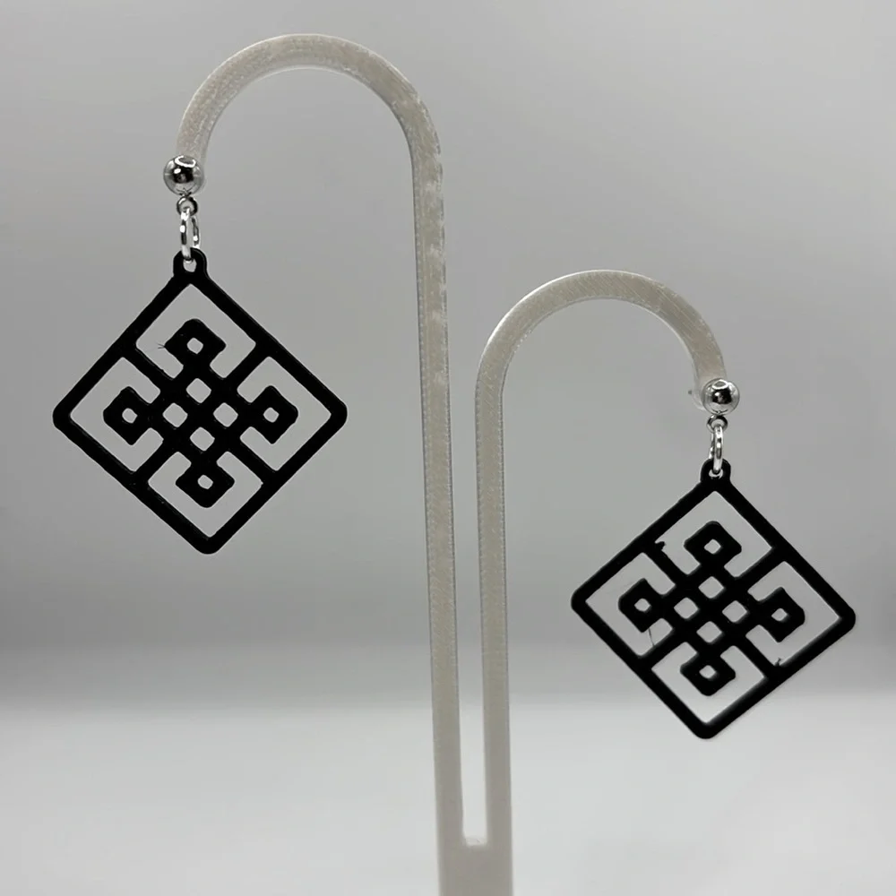 Black Geometric Earrings - Picture 4 of 4